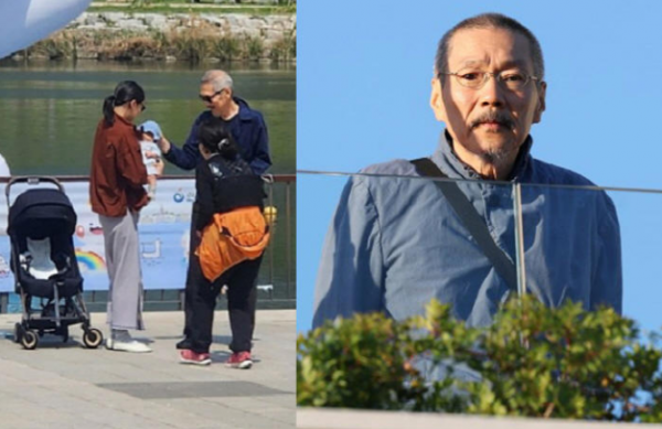 '64세 아빠' 홍상수, 칸 호텔 포착 '열일'… 김민희는 육아