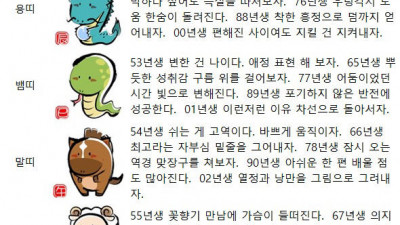 띠별 오늘의 운세