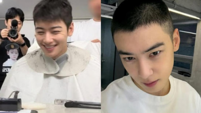 '현역 입대' 차은우, 짧게 자른 머리 공개…