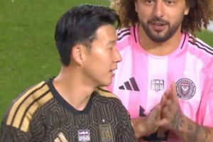 손흥민·메시, '유니폼 교환 불발' 이유 있었다…마이애미 수비수 두 손 모아 '구애'