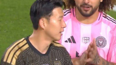 손흥민·메시, '유니폼 교환 불발' 이유 있었다…마이애미 수비수 두 손 모아 '구애'
