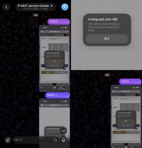 피넛 'king-pt2.com' 첫환전 했는데 아이디 차단 먹튀!