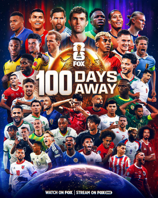 손흥민이 2026 국제축구연맹(FIFA) 북중미 월드컵을 100일 앞두고 공개된 포스터에서 정중앙을 차지