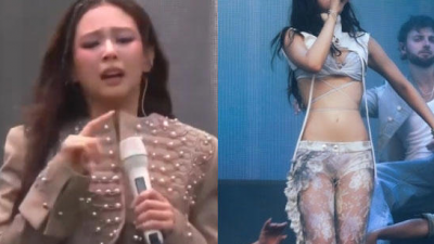 손 떨리고 입술 깨물며… 제니, 일본 페스티벌서 의상·마이크 사고에 결국 눈물